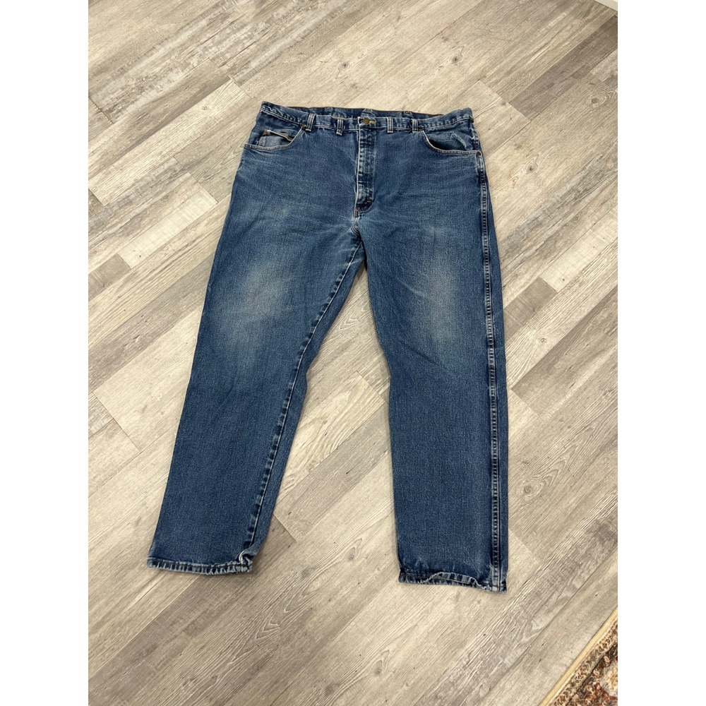 Wrangler Rugged Wear Mens Blue Relaxed Fit Straight Leg Denim Jeans 44x32
